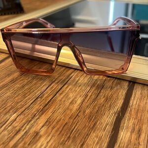 Translucent Pink Retro Squared Sunglasses